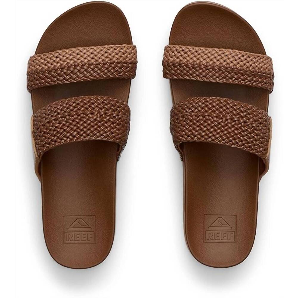NEW REEF women's cushion vista hi sandals in chocolate/tan braid - Picture 4 of 4